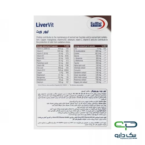 کپسول لیور ویت یوروویتال ۶۰ عددی برای حمایت از سلامت و عملکرد کبد